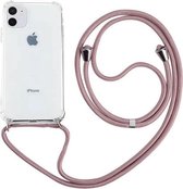 Feeling Peachy Telefoonhoesje met Koord Rose Gold - Telefoonhoesje met koord iPhone 12 Mini - Telefoonkoord - Backcover met koord -  Hoesje met Koord - Ketting Koord Telefoon - Tra