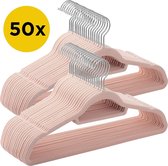 Anti-Slip Kledinghangers - 50 Stuks - Roze - Ultra Dun - Fluweel - Draaibaar