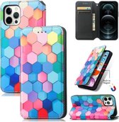 Gekleurde Tekening Magnetische Horizontale Flip PU Lederen Case met Houder & Kaartsleuven & Portemonnee Voor iPhone 11 Pro (Kleur Honingraat)