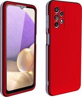 Voor Samsung Galaxy A22 5G Dual-color 360 Graden Volledige Dekking Beschermende PC + TPU Shockproof Case (Rood)