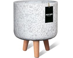 MAAM Pottery Eden bloempot op poten wit - D21x17 (H27 op poten) industrieel stoere plantenpot standaard