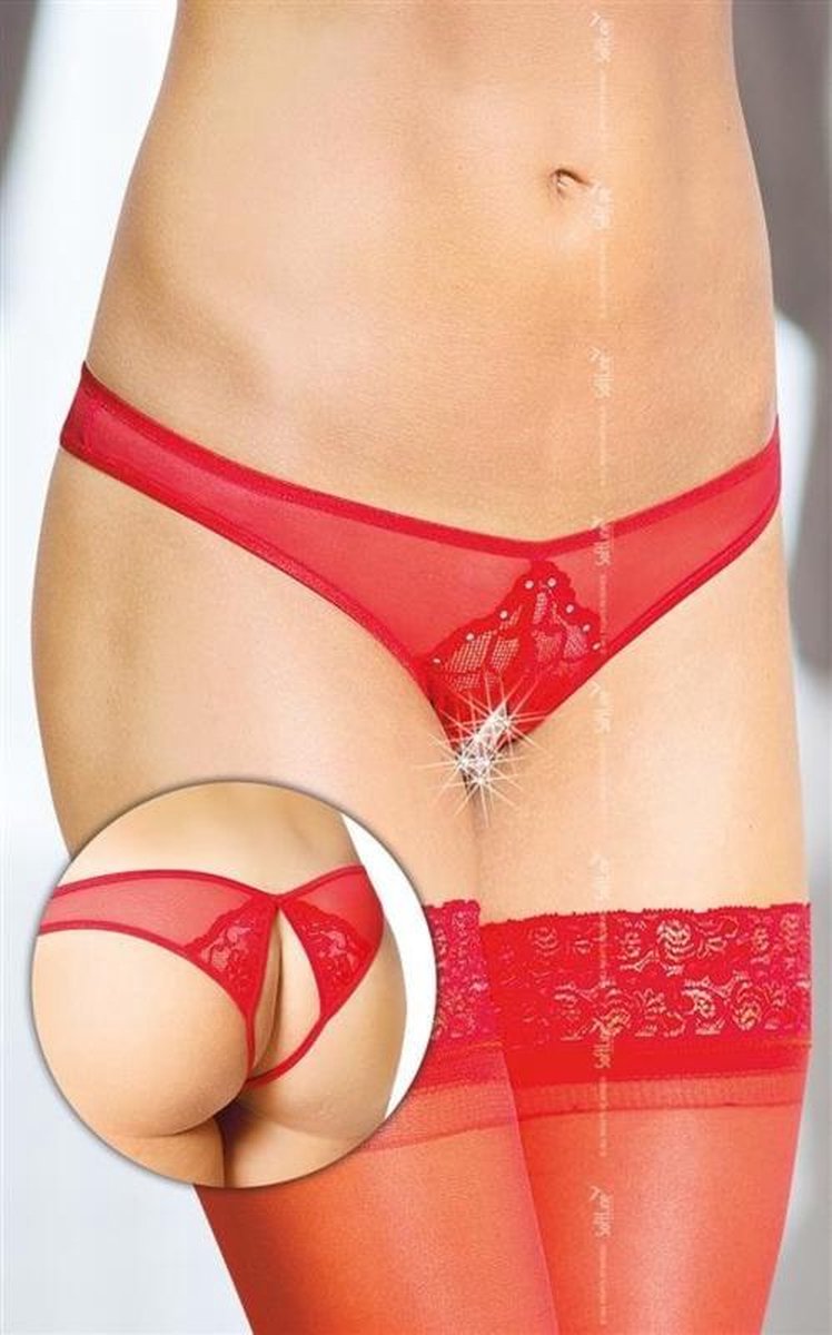 Softline - slipje met open kruis- rood M/L