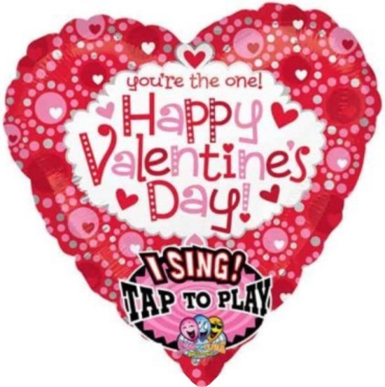 Anagram - Folieballon - Happy valentines day - Met muziek - 74cm