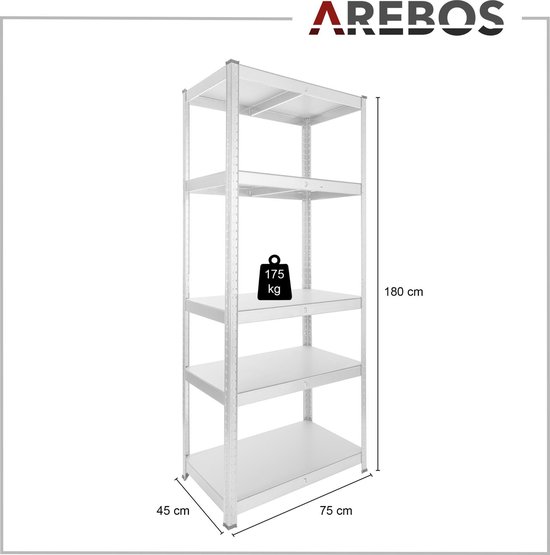 AREBOS Étagère pour charges lourdes, lot de 2, 180x90x40cm