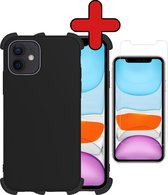Hoes voor iPhone 11 Hoesje Siliconen Case Shock Proof Met Screenprotector - Hoes voor iPhone 11 Hoes Back Cover Hoesje Met Screenprotector - Zwart