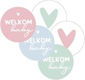 25 x Geboortekaartje Sticker Baby Jongen Meisje - Cadeausticker - Traktatiesticker Baby - rond 40 mm - Sluitsticker - Geboorte Baby - Cadeausticker Op Geboortekaartje - Sticker Welkom Baby