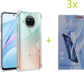 Hoesje Geschikt voor: Xiaomi Mi 10T Lite 5G / Redmi Note 9 Pro 5G - Anti Shock Silicone Bumper - Transparant + 3X Tempered Glass Screenprotector