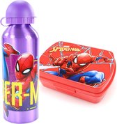 Spiderman lunchbox + drinkfles Paars | Lunch set broodtrommel jongens LS21c