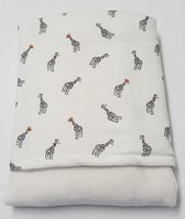 little feet - baby - winter dekentje - 100 x 70 cm - crème wellness fleece - hydrofiel zwarte giraf - WIEG - KINDERWAGEN