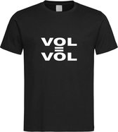 Zwart T-Shirt met “Vol = Vol “ print Wit  Size S