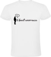 I beat Anorexia t-shirt Heren | dik | vet | overgewicht | bierbuik | fastfood | pens | Wit