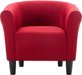 2-delige set fauteuil en kruk stof wijnrood