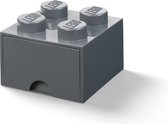 LEGO Brick 4 Opbergbox met Lade - Donker Grijs - 4.6 L - 25x25x18cm - Kunststof
