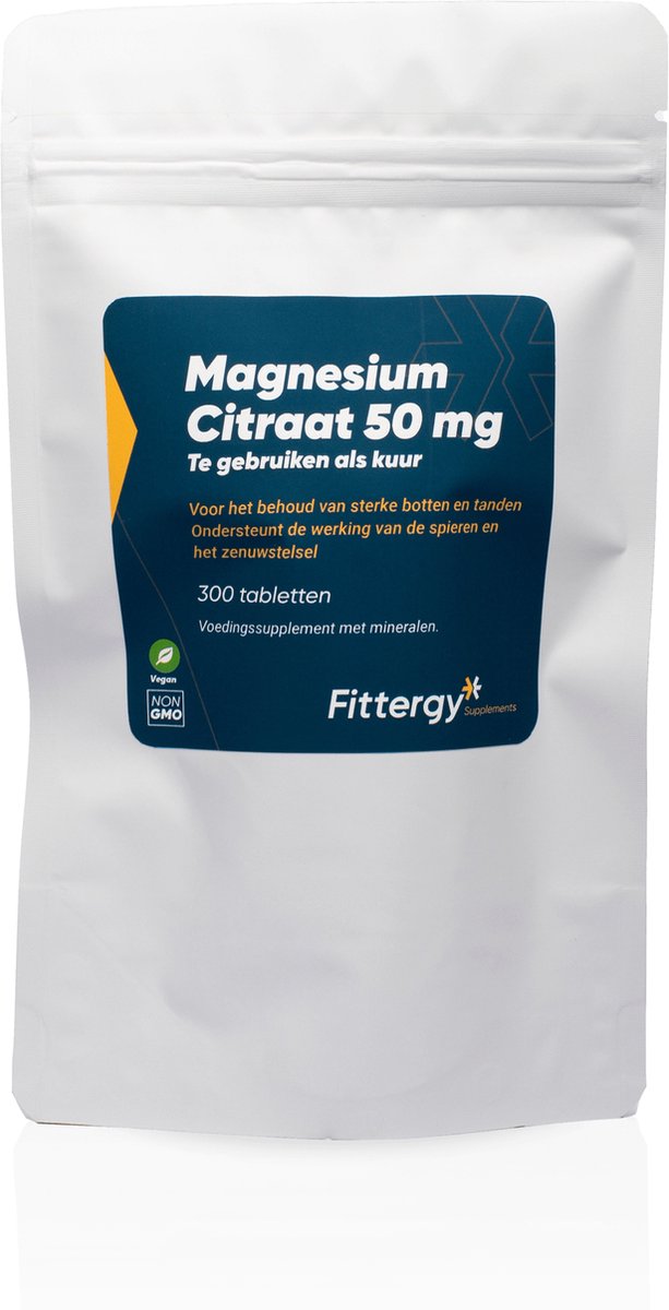 Goedkoopste Fittergy Supplements - Magnesiumcitraat kuur 50 mg - 300 tabletten - Mineralen - vegan - voedingssupplement