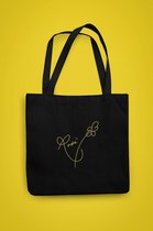 Totebag Blackpink Rose Handtekening - Zwart