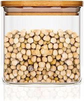 Klarstein vierkante voorraadpot - voedselveilig glas - bamboe deksel - luchtdicht en smaakneutraal - vaatwasserbestendig