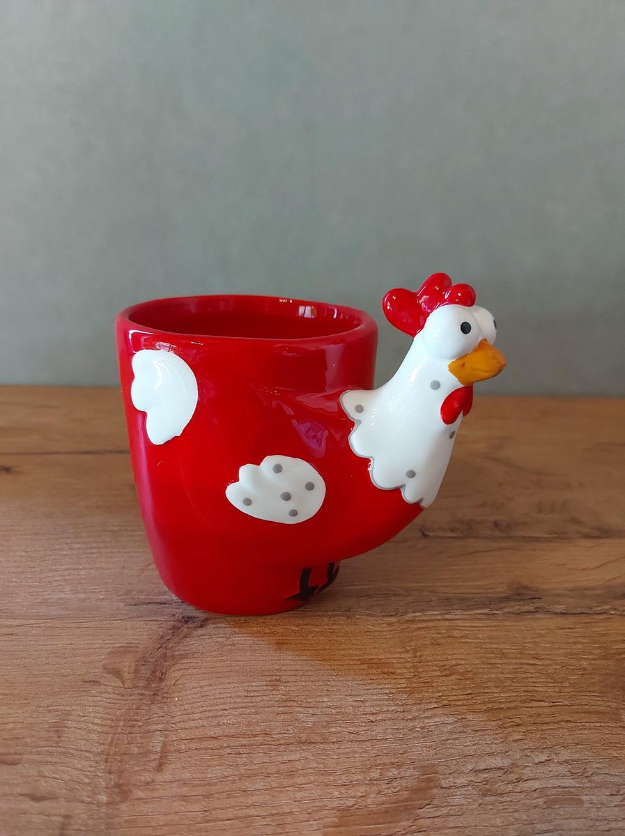 Tas - Kip - rood - Diameter 9cm