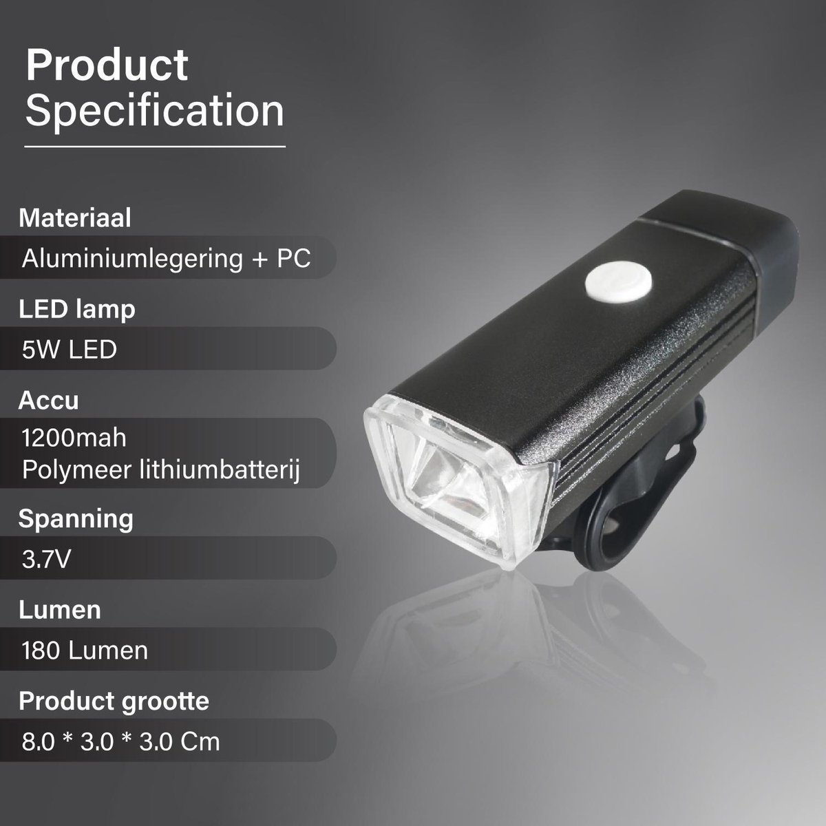 Fietsverlichting set lamp Led USB Koplamp AAA Verlichting Wielrennen - Voor en Achter Oplaadbare Batterijen AA - Bartief® thumbnail 2