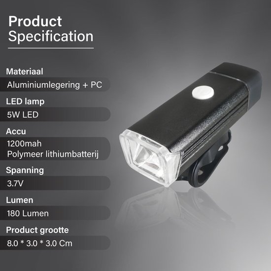Fietsverlichting set lamp Led USB Koplamp AAA Verlichting Wielrennen - Voor  en Achter... | bol.com