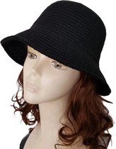 Mooie hoed Dames ZWART- Zonnehoed  UV bestendig HOED (UPF50+) - Gehaakte , licht - Verstelbaar - Vouwbaar - One size Verstelbaar 56-60 cm|Fietsen| Strand| Vakantie| Varen | Zeilen|