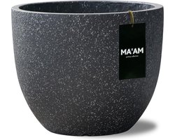 MA'AM Pottery Leah bloempot - rond - 44x36 - zwart granito - lichtgewicht - modern/industrieel/scandinavisch