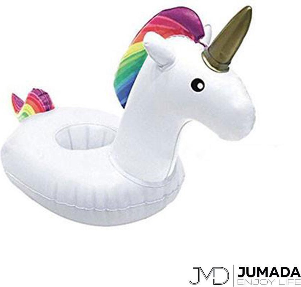 Jumada's Opblaasbare Bekerhouder Eenhoorn - Voor Bekers / Blikken / Flessen - Opblaas Drankhouder - Zwembadaccessoire - Opblaasfiguur - Unicorn - Wit