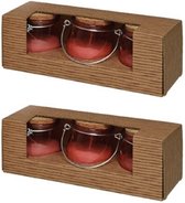 Set van 9x stuks anti muggen Citronella kaars in rood glazen potje - Geurkaarsen citrus geur - Anti-muggen kaarsen