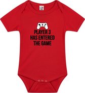 Player 3 entered the game tekst baby rompertje rood jongens en meisjes - Kraamcadeau/ Vaderdag cadeau game liefhebber 56 (1-2 maanden)