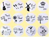 12 Thank You Stickers - Sluitzegel Thank You Met Leuke Tekening - Bedankt Stickers - Cadeau Verpakking Decoratie Bedankje - Bedankt Order - Sticker Uitdeelzakje - Huwelijk Sticker
