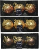 Decoris Kerstballenset a 3 stuks bruin 8cm (1 stuk) assorti