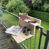 GoudmetHout Inklapbare Balkontafel - Balkonbar - Balkon tafel - 50 cm - Hout - Transparante Waslaag - Reling Breed