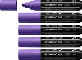 STABILO FREE - Marker Acryl - T800C - Pointe biseautée - 4-10 mm - Violet - Boîte de 5 pièces