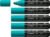 STABILO FREE - Acryl Marker - T800C - Schuine Punt - 4-10 mm - Turquoise Groen - Doos 5 stuks