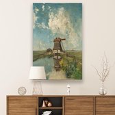 Canvas Schilderij Molen aan Poldervaart