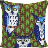 Kussen borduurpakket Owls in the forest - Collection d'Art