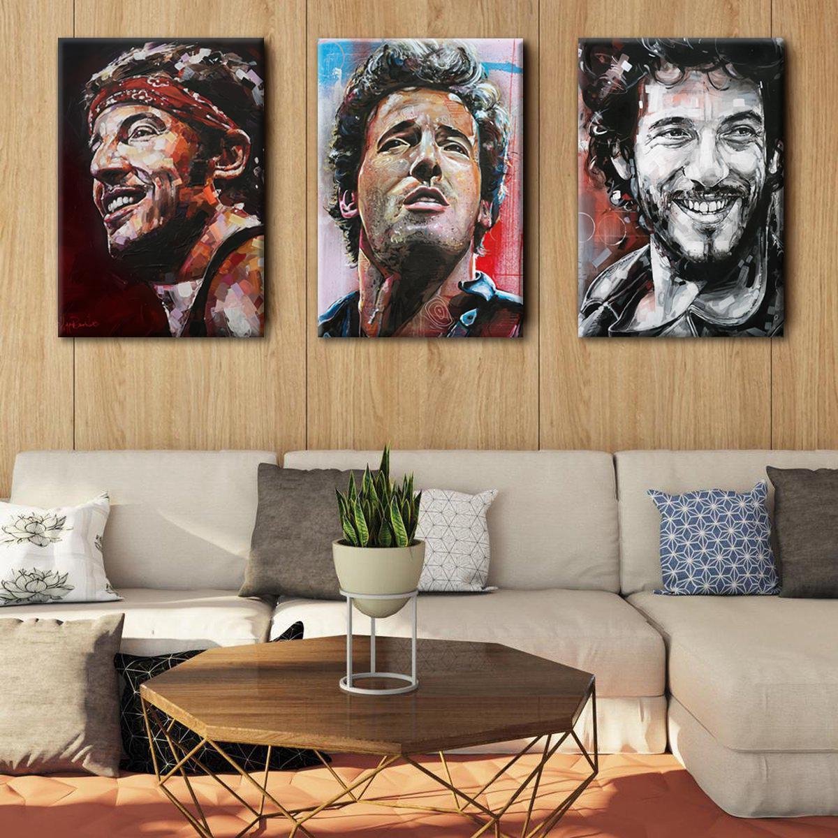 Passionforart.eu Bruce Springsteen - 3 Canvasdoeken - 50 x 70 cm Full colour