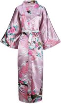 Chinese Kimono badjas ochtendjas roze satijn dames maat XXL