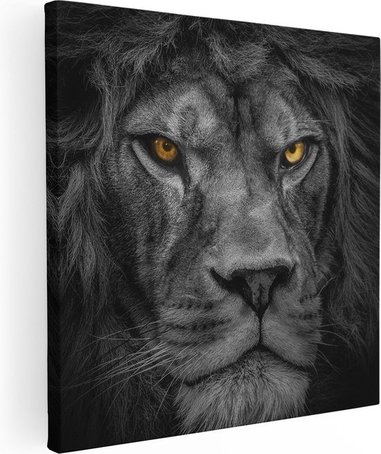 Artaza - Peinture sur toile - Lion - Tête de lion - Zwart Wit - 40x40 - Klein - Photo sur toile - Impression sur toile