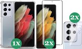 Samsung Galaxy S21 Ultra Hoesje Transparant Shock Case - 1x Samsung S21 Ultra Hoesje + 2x Screenprotector + 2x Camera Screen Protector