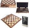 Afbeelding van het spelletje Schaakbord met schaakstukken – inclusief puzzelboek - schaakbord - schaakset - schaakspel – chess - schaken voor dummies - 40x40cm