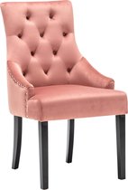 Eetkamerstoelen Set van 2 Romy - Velvet Roze - Houten Poten - Fluweel