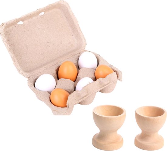 eetlust haat regiment speelgoed eieren met gratis eierdopjes - speelgoed eten - houten  keukenspeelgoed -... | bol.com