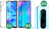 Huawei P30 Lite Hoesje Transparant Shock Case - 1x Huawei P30 Lite Hoesje + 2x Screenprotector Glas + 2x Camera Screen Protector