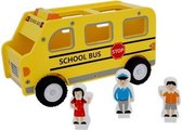 Mini Matters houten School bus - buschauffeur - kinderspeelgoed - Hout - Speelgoed