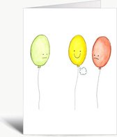 Ballonnen scheetjes - Verjaardagskaart met envelop - Wenskaart - Verjaardag - Feest - Ballonnen - Scheetjes - Grappig