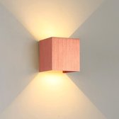 Wandlamp LED Design - Up-downlight - Rosé - 12W - 2700K - Dimbaar - Industrieel Modern Kubus - Geschikt voor Binnen- en Buitenverlichting