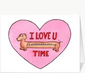 Love you long time - Wenskaart met envelop - Liefdeskaart - Valentijnskaart - Liefde - Lief - Hondje - Grappig - Engels