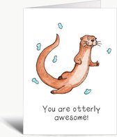 You are otterly awesome - Wenskaart met envelop - Valentijnskaart - Compliment - Liefde - Dieren - Otter - Engels - Grappig