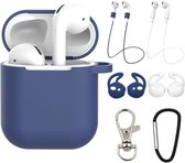 Studio Air® Airpods Hoesje Siliconen Case - Luxe Set met 7 items - Soepel Airpod Hoesje - Royal Blue