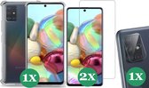 Samsung Galaxy A71 Hoesje Transparant Shock Case - 1x Samsung A71 Hoesje + 2x Screenprotector Glas + 1x Camera Screen Protector